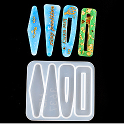 White Hair Clip Silicone Molds, Resin Casting Molds, For UV Resin, Epoxy Resin Jewelry Making, Rectangle & Triangle & Teardrop & Rhombus, White, 93x80x4.5mm, Inner Diameter: 65~70x20~23mm