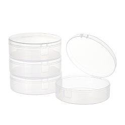 Transparent Lagerbehälter aus Polypropylen (pp), mit klappbaren Deckeln, für Perlen, Schmuck, kleine Gegenstände, Kolumne, Transparent, 9.35x9.2x2.95 cm, Innendurchmesser: 8.8 cm
