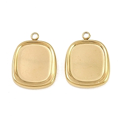 Golden 304 Stainless Steel Pendant Cabochon Settings, Rectangle Charms, Ion Plating(IP), Golden, 20.5x16x3mm, Hole: 1.8mm