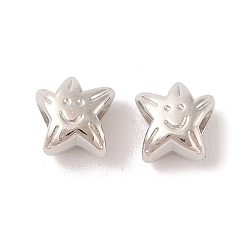 Платина CCB пластиковые шарики, звезды с улыбкой, платина, 10x11x7 мм, отверстие : 4.5 мм