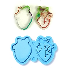 Deep Sky Blue Shaker Mold, DIY Quicksand Jewelry Silicone Molds, Resin Casting Molds, For UV Resin, Epoxy Resin Jewelry Making, Heart, Deep Sky Blue, 85.5x137x10mm, Inner Diameter: 79.5x58mm, 8.5x9.5mm