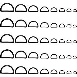 Black Plastic D Rings, Buckle Clasps, For Webbing, Strapping Bags, Garment Accessories, Black, 9.5~34.5x13.5~54x2~5mm, Inner Diameter: 10~42.5x6.5~24.5mm, 140pcs/box