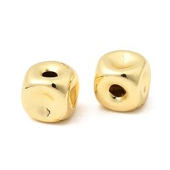 Настоящее золото 18K Латунные бусины, долговечный, без кадмия и без свинца, стойки покрытие, кубические, реальный 18 k позолоченный, 6.5x6.5x6.5 мм, отверстие : 1.8 мм
