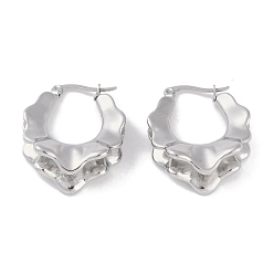 Нержавеющая Сталь Цвет Не тускнеют 304 серьги-кольца из нержавеющей стали, для женщин, цветок, цвет нержавеющей стали, 29x11.5 мм