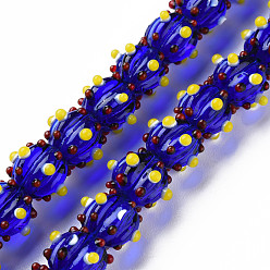 Синий Прозрачные бусинки лэмпворк ручной работы бугристые нити, тыква, синие, 9.5~10.5x12.5~13.5 мм, отверстие : 2 мм, около 50 шт / нитка, 20.08 дюйм (51 см)