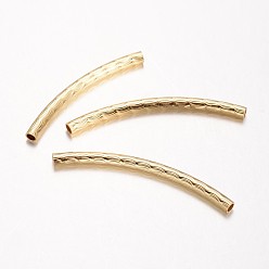 Настоящее золото 18K Бисера латунной трубки, изогнутые, без кадмия, без никеля и без свинца, реальный 18 k позолоченный, 45x3 мм, отверстие : 2 мм