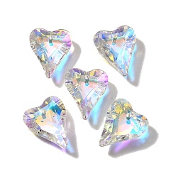 Прозрачный АВ Стеклянные подвески, сердце, AB цвет, граненые, ясно AB, 17x14.5x5.5 мм, отверстие : 1.2 мм