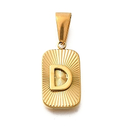 Letter D 304 подвески из нержавеющей стали, прямоугольник с подвеской в виде буквы, реальный 18 k позолоченный, Буква D, 22x12.5x4 мм, отверстие : 8x4 мм