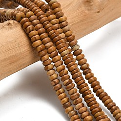 Деревянный Кружевный Камень Натуральное дерево каменным кружевом бисер нитей, рондель, 4x1.5 мм, отверстие : 0.7 мм, около 155 шт / нитка, 14.96'' (38 см)