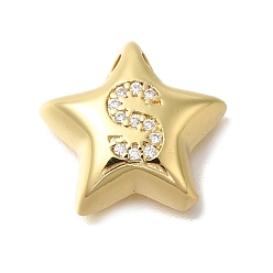 Letter S Стойка металлическая латунная микропрофилированная кубическая циркония подвески, долговечный, без кадмия и без свинца, буквы, реальный 18 k позолоченный, Письмо с, 15.5x16.5x5.5 мм, отверстие : 3 мм