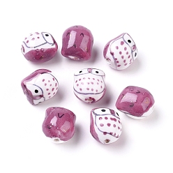 Камелия Фарфоровые бусины ручной работы, пастельный фарфор, сова, камелия, 17x15x13 мм, отверстие : 3 мм