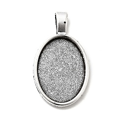 Античное Серебро Старинные тибетском стиле настройки сплава подвеска кабошон, без кадмия и без свинца, чашки безель с краями, античное серебро, лоток : 25x18 мм, 36~36.5x21x2.7 мм, Отверстие : 6x4 мм , около 240~250 шт / 1000 г