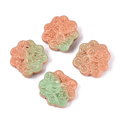 Light Salmon Two Tone Color Baking Paint Opaque Glass Beads, Flower, Light Salmon, 23x24.5x10mm, Hole: 1.4mm