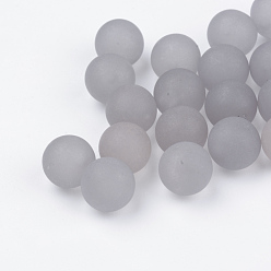 Серый Прозрачные акриловые бусины, бусины без отверстий , матовые, круглые, серые, 8 мм, около 1850 шт / 500 г
