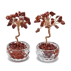 Красный Камень Украшения для витрин из натуральной красной яшмы с пахирой голой, со стеклянной основой и медной проволокой, фен-шуй энергетический камень подарок для домашнего офиса украшение рабочего стола, 39.8~44x39.8x77.5~84 мм