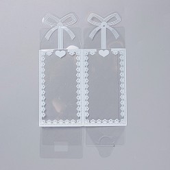 Clear Foldable Transparent PVC Boxes, for Craft Candy Packaging Wedding Party Favor Gift Boxes, Rectangle with Bowknot Pattern, Clear, 20.6x12x0.04cm, Box: 6x6x10.5cm