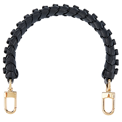 Черный Плетеные ручки для сумок из микрофибры и кожи, Сплав с застежками, аксессуары для замены сумок, золотые, чёрные, 378x26x25 мм