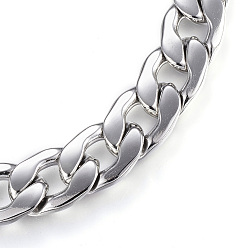 Stainless Steel Color 304 Stainless Steel Bracelets, with Curb Chain, Stainless Steel Color, 160mm(6-1/4 inch)