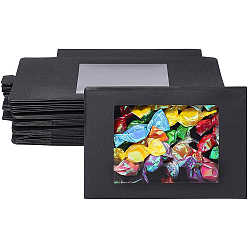 Черный Складные шкатулки из крафт-бумаги, с прозрачными окнами из бумаги, прямоугольные, чёрные, 12.5x8.5x1.5 см