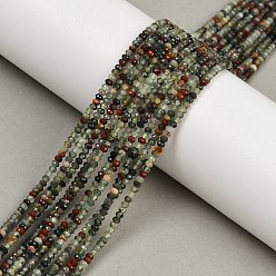 Гелиотроп Природные африканские гелиотроп бисер пряди, граненые, рондель, 2~2.5x2.5 мм, отверстие : 0.7 мм, около 218~221 шт / нитка, 15.35''~15.55'' (39~39.5 см)