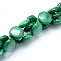 Малахит Природного малахита бисер нитей, круглая квартира, 12x4~5 мм, отверстие : 0.8 мм, около 33 шт / нитка, 15.75 дюйм (40 см)