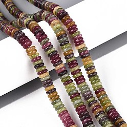 Темный Хаки Окрашенные природные белый нефрит бисер пряди, рондель, Темный хаки, 6x2~3 мм, отверстие : 0.9 мм, около 193~203 шт / нитка, 15.16~15.94'' (38.5~40.5 см)