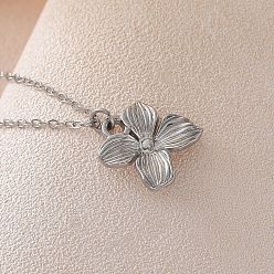 Нержавеющая Сталь Цвет 201 ожерелья из нержавеющей стали с подвеской в виде цветка и цепочкой для женщин, цвет нержавеющей стали, 17.72 дюйм (45 см)