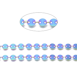 Rainbow Color Ионное покрытие (ip) 304 звенья цепи из нержавеющей стали, плоские цепочки с пайетками, пайки, с катушкой, плоско-круглые, Радуга цветов, 6x0.5 мм, около 32.8 футов (10 м) / рулон