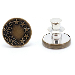 Star Alloy Button Pins for Jeans, Nautical Buttons, Garment Accessories, Round, Star, 17mm