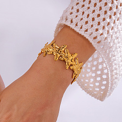 Звезда Кованые 304 браслеты-манжеты из нержавеющей стали, широкие браслеты для женщин, реальный 18 k позолоченный, звезда, внутренний диаметр: 2-3/8 дюйм (6 см)