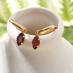 Золотой Ионное покрытие (ip) 304 серьги-кольца из нержавеющей стали с микропаве из кубического циркония, лошадиный глаз , золотые, 22 мм, штифты : 0.8 мм