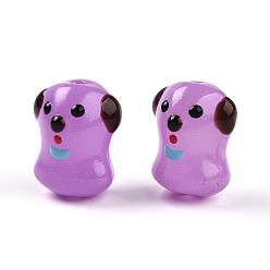 Сливовый Эмалевые бусины ручной работы в технике лэмпворк, собака, слива, 20~20.5x16.5~17.5x13.5~14.5 мм, отверстие : 1.4 мм