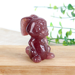 Клубничный Кварц Натуральный клубничный кварц, резные фигурки кролика, статуи для украшения рабочего стола для домашнего офиса, 35x45x55 мм