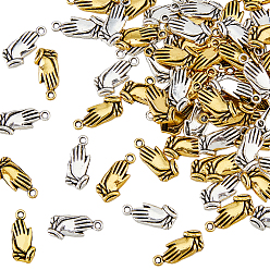 Античный Серебрянный & Античный Золотой 120шт 2 цвета подвески из цинкового сплава, заклинание молящихся рук, старинное серебро и античный золотой, 19.5x9x2.5 мм, отверстие : 1.8 мм, 60 шт / цвет