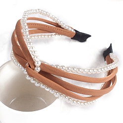 Сэнди Коричневый Ткань ленты для волос, с пластиковой жемчужины, аксессуары для волос для женщин и девочек, песчаный коричневый, нет размера