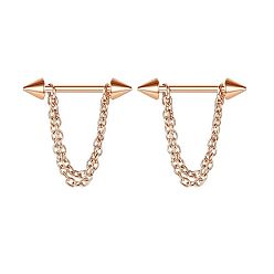 Золотой 304 Кольца для сосков из нержавеющей стали, пирсинг соска штифт, конус, золотые, 16 мм, штифты : 1.6 мм