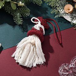 Темно-Красный Хлопковый шнур с подвесными украшениями из деревянных бусин, Дед Мороз, темно-красный, 258x52 мм