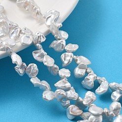 Гейнсборо Натуральный жемчуг в стиле барокко кеши, культивированный пресноводный жемчуг, самородки, класс 8а+, Топ пробуренной, светло-серые, 7~12x6~8x4~6 мм, отверстие : 0.6 мм, около 88~98 шт / нитка, 15.16''~15.35'' (38.5~39 см)