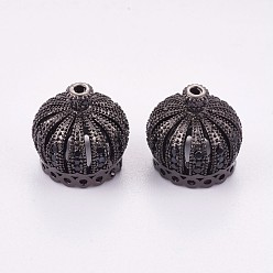 Gunmetal Brass Micro Pave Cubic Zirconia Beads, Long-Lasting Plated, Crown, Gunmetal, 13.5x13mm, Hole: 0.8mm and 1.2mm