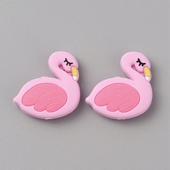 Бледно-Розовый Силиконовые бусины фламинго, розовый жемчуг, 29.5x30x7.5 мм, отверстие : 3 мм