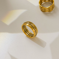 Triangle 304 Stainless Steel Finger Rings, Real 18K Gold Plated, Triangle, US Size 7(17.3mm)