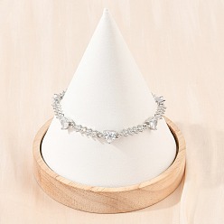 Clair Bracelets en laiton pavés de zirconiums cubiques en forme de cœur pour femmes, crémaillère plaquage, plaqué longue durée, sans cadmium et sans plomb, platine, clair, 7.28 pouce (18.5 cm)