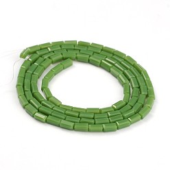 Lime Faceted Cuboid Solid Color Glass Bead Strands, Lime, 4x2mm, Hole: 0.5mm, about 100pcs/strand, 15.7 inch