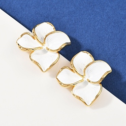 Настоящее золото 18K 304 серьги-гвоздики с эмалированными цветами из нержавеющей стали, реальный 18 k позолоченный, 31x29.5 мм