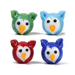 (52) Непрозрачная лаванда Бусины лэмпворк , сова, разноцветные, 14~14.5x14~16.5x15~16.5 мм, отверстие : 1.6 мм