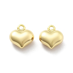 Настоящее золото 18K Латунные подвески, сердце прелести, реальный 18 k позолоченный, 13.5x12x6 мм, отверстие : 1.6 мм