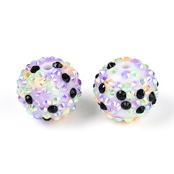 Лиловый Круглые бусины из смолы со стразами на пасхальную тематику, для самодельных ручек-бусин, брелки и ювелирные изделия ручной работы, с акриловыми шариками внутри, сирень, 19.5~20x18~19 мм, отверстие : 2.8 мм