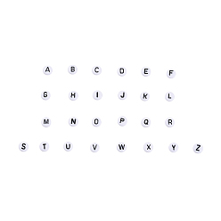 Letter A~Z Непрозрачные акриловые бусины, горизонтальное отверстие, плоские круглые с буквы, чёрные, Письмо ~ Z, 7x4 мм, отверстие : 1 мм, 26 буквы, 15 г / буква, 390 г / набор