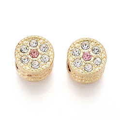 Light Gold Стойки покрытие сплава горный хрусталь европейских бусы, плоско-круглые, без свинца, без никеля и без кадмия, золотой свет, 11.5x9~9.5 мм, отверстие : 5 мм