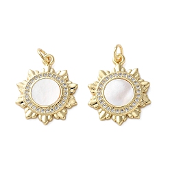 Настоящее золото 18K Латунные микро проложить кубического циркония подвески, с оболочкой, солнечные чары, стойки покрытие, прочное покрытие, без кадмия и без свинца, с целью перехода в кольце, реальный 18 k позолоченный, 21x17x2.5 мм, отверстие : 3 мм